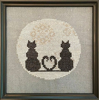 2 Cats and a Moon - Cattitudes - AuryTM - Cross Stitch Pattern, Needlecraft Patterns, The Crafty Grimalkin - A Cross Stitch Store