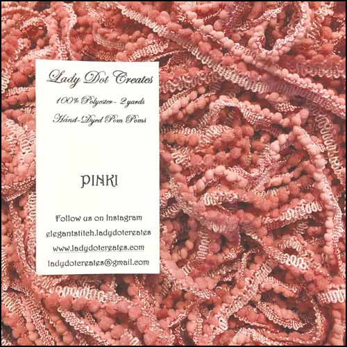 Pinki Pom Poms - Lady Dots Creates Finishing Trims, Ribbons & Trim, The Crafty Grimalkin - A Cross Stitch Store