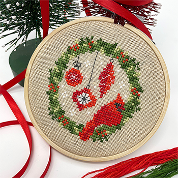 Cardinal Wreath - Tiny Modernist - Cross Stitch Pattern, Needlecraft Patterns, Needlecraft Patterns, The Crafty Grimalkin - A Cross Stitch Store