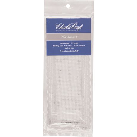 Charles Craft Lace Edged Bookmark 18 Count 3"X8" - White