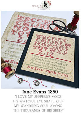 Jane Evans 1850 - Quaint Rose NeedleArts - Cross Stitch Patterns, Needlecraft Patterns, The Crafty Grimalkin - A Cross Stitch Store