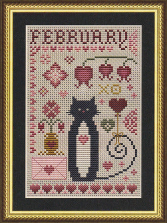 February Cat - Happiness is HeartMade - Cross Stitch Pattern, Cross Stitch Patterns, The Crafty Grimalkin - A Cross Stitch Store