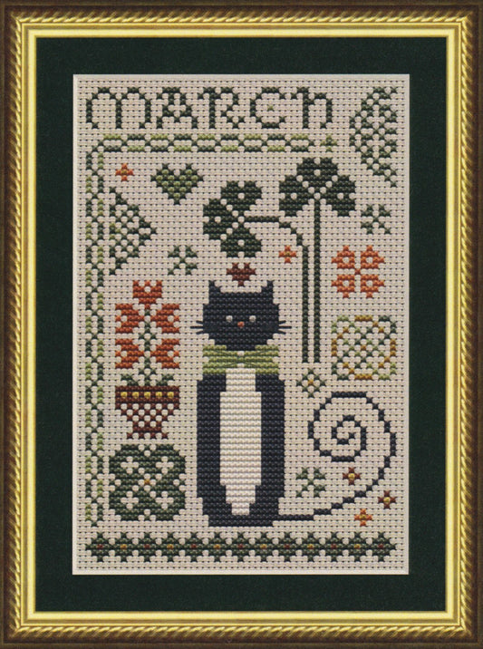 March Cat - Happiness is HeartMade - Cross Stitch Pattern, Cross Stitch Patterns, The Crafty Grimalkin - A Cross Stitch Store