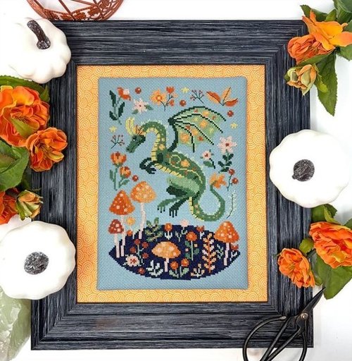 Fall Folk Dragon - Tiny Modernist - Cross Stitch Pattern