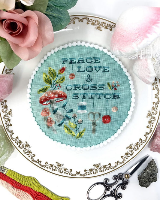 Plate-I-Tudes, Peace, Love & Cross Stitch - Tiny Modernist - Cross Stitch Pattern