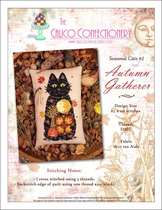 Autumn Gatherer - Calico Confectionery - Cross Stitch Pattern, Needlecraft Patterns, Needlecraft Patterns, The Crafty Grimalkin - A Cross Stitch Store