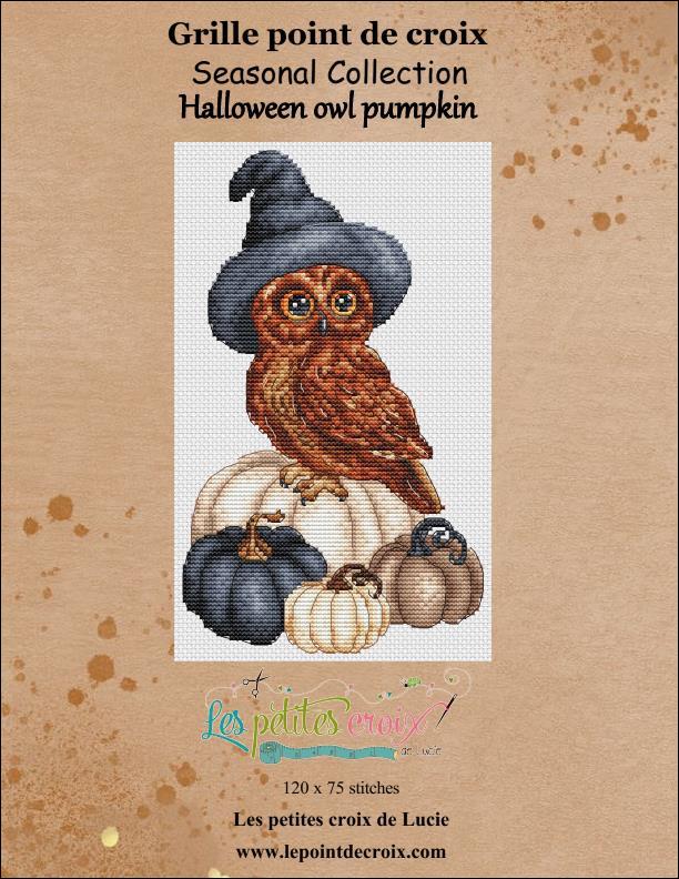 Halloween Owl Pumpkin - Les Petites croix de Lucie - Cross Stitch Pattern, Needlecraft Patterns, Needlecraft Patterns, The Crafty Grimalkin - A Cross Stitch Store