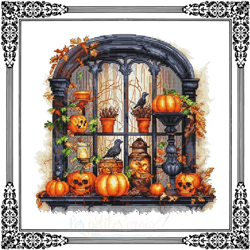 Halloween Window - Les Petites croix de Lucie - Cross Stitch Pattern, Needlecraft Patterns, Needlecraft Patterns, The Crafty Grimalkin - A Cross Stitch Store