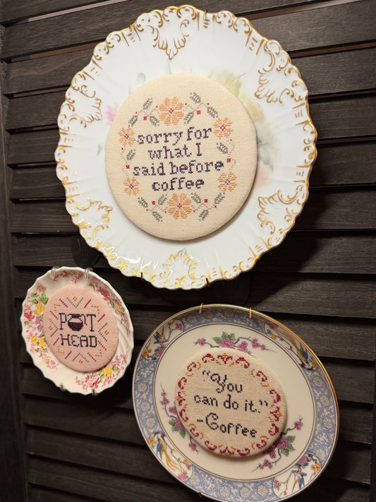 Plate-I-Tudes Coffee Culture - Heartstring Samplery - Cross Stitch Pattern