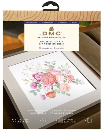 DMC Mindful Making Intermediate Cross Stitch Kit - Vintage Bouquet