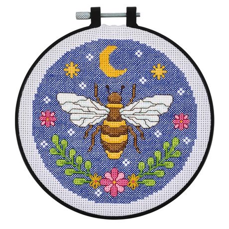 Bucilla Mindful Counted Cross Stitch Kit 6" Round - Expressive Bee