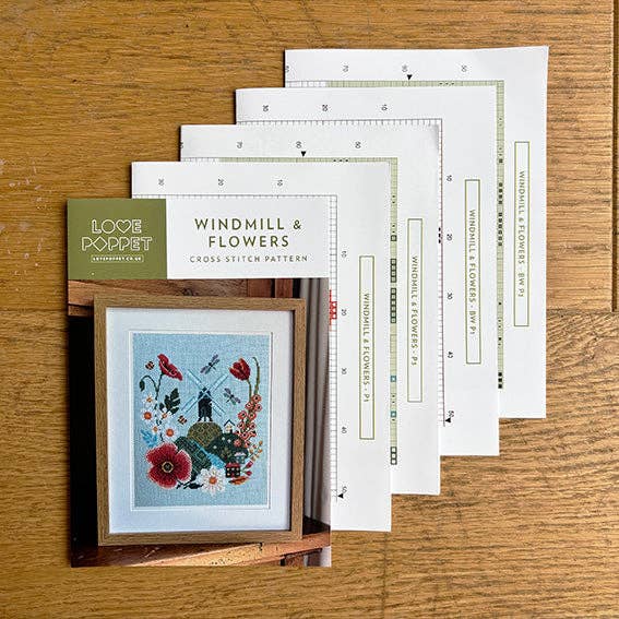 Windmill & Flowers - Love Poppet - Cross Stitch Pattern