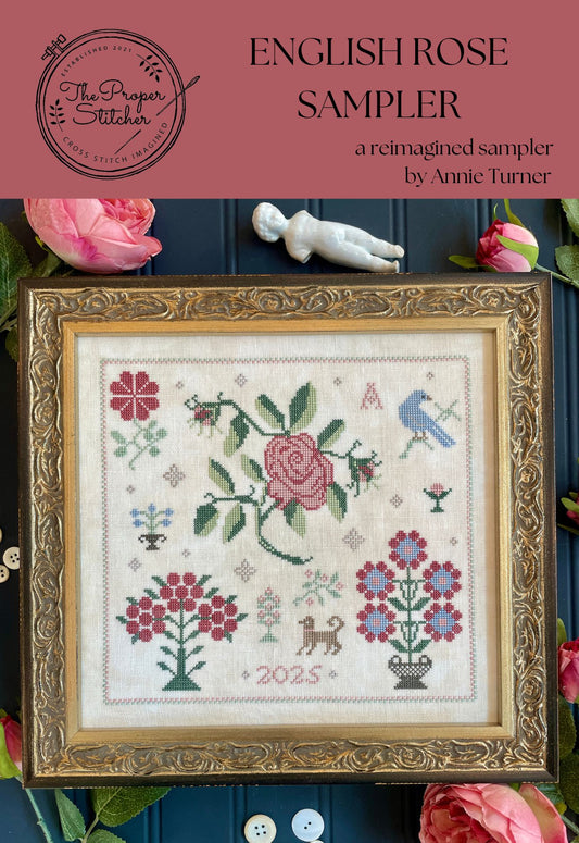 English Rose Sampler - Proper Stitcher - Cross Stitch Pattern
