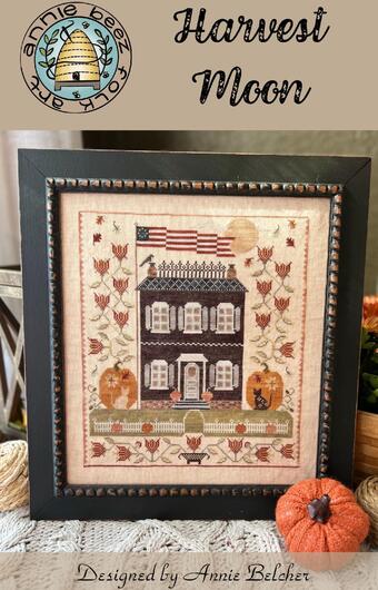 Harvest Moon -  Annie Beez Folk Art - Cross Stitch Pattern, Needlecraft Patterns, Needlecraft Patterns, The Crafty Grimalkin - A Cross Stitch Store