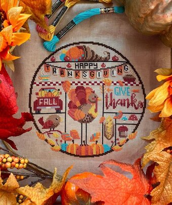 Give Thanks - Autumn Lane - Cross Stitch Pattern, Uncategorized, The Crafty Grimalkin - A Cross Stitch Store