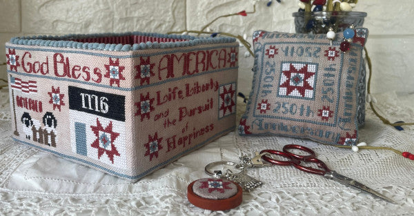 American Patriotic Sewing Basket - Mani Di Donna - Cross Stitch Pattern