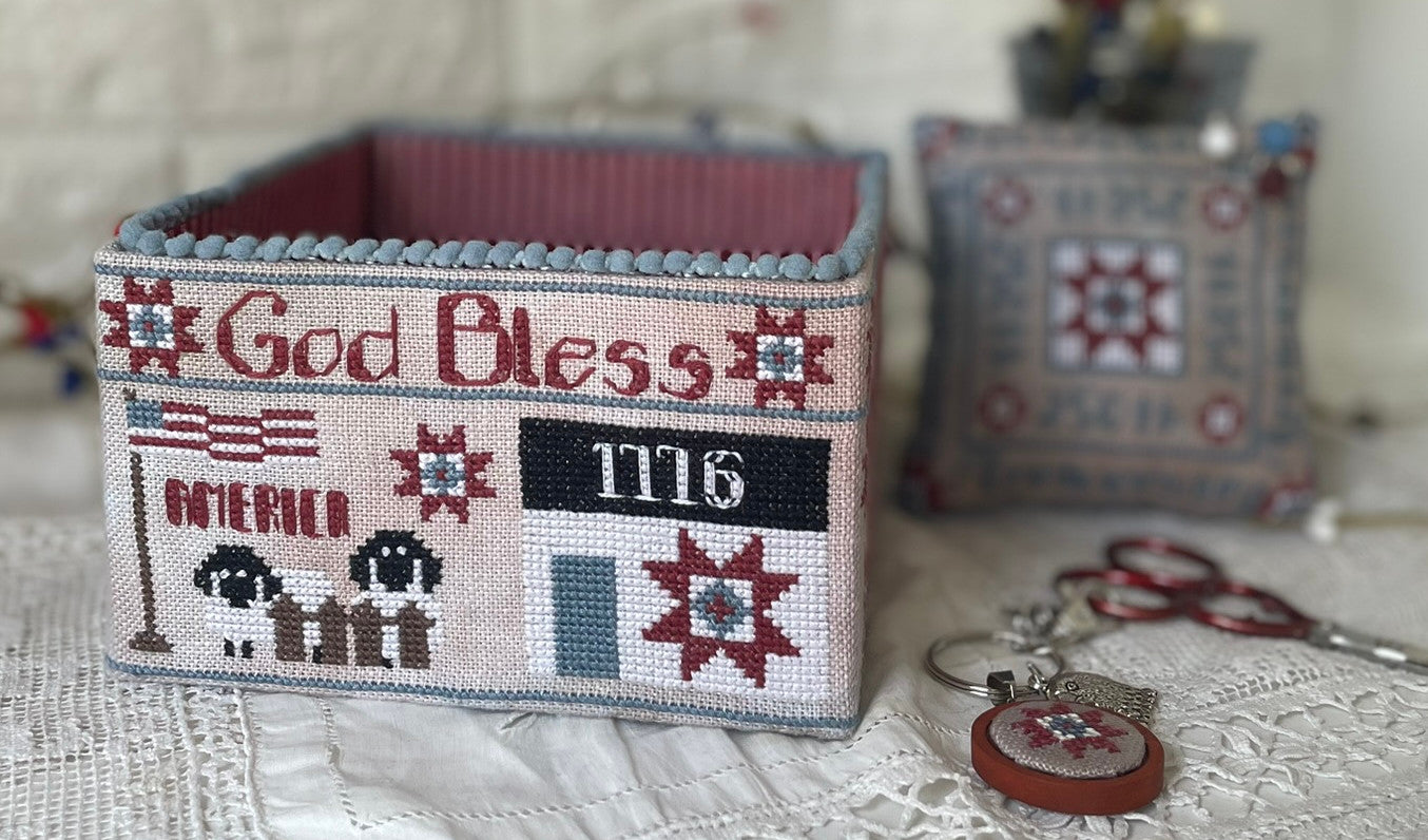 American Patriotic Sewing Basket - Mani Di Donna - Cross Stitch Pattern