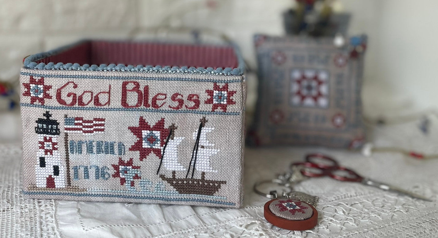 American Patriotic Sewing Basket - Mani Di Donna - Cross Stitch Pattern