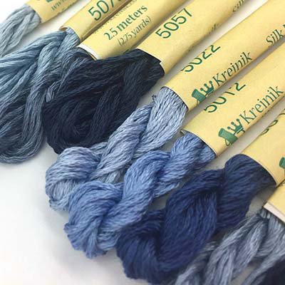 Blues - Italian Silk 10 Skein Assortment - Krenik