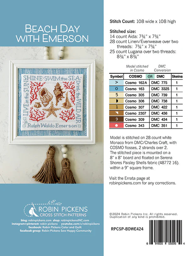 Beach Day with Emerson - Robin Pickens Cross Stitch Patterns