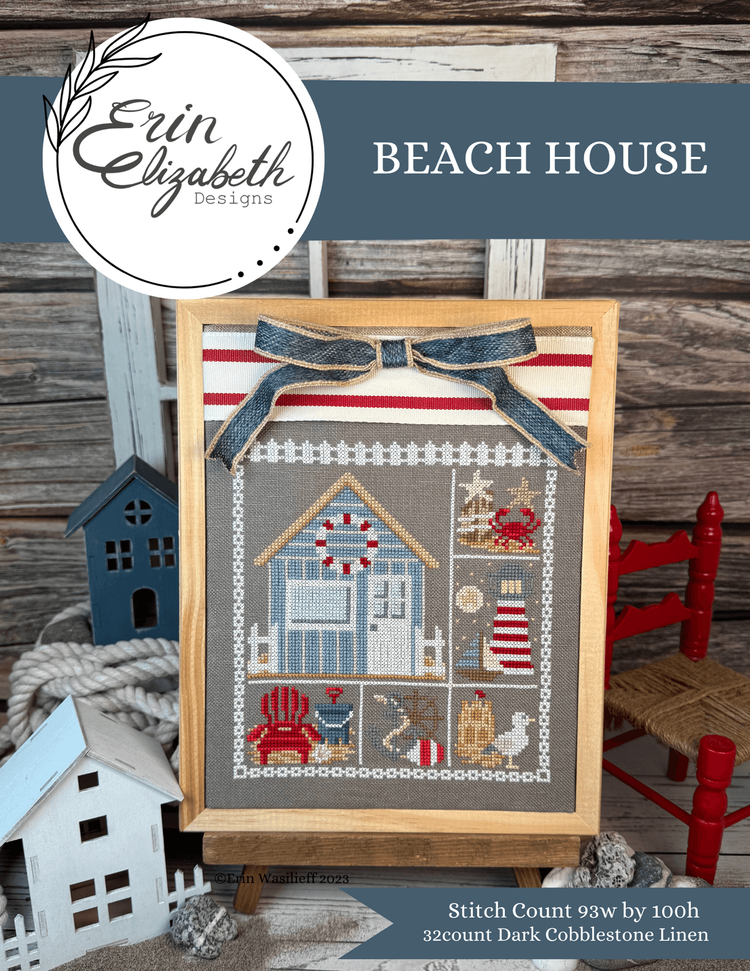 Beach House - Erin Elizabeth Designs - Cross Stitch Pattern, Needlecraft Patterns, The Crafty Grimalkin - A Cross Stitch Store