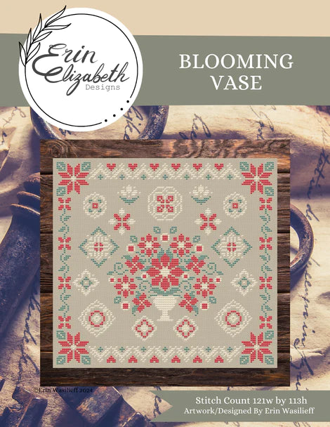 Blooming Vase - Erin Elizabeth Designs - Cross Stitch Pattern