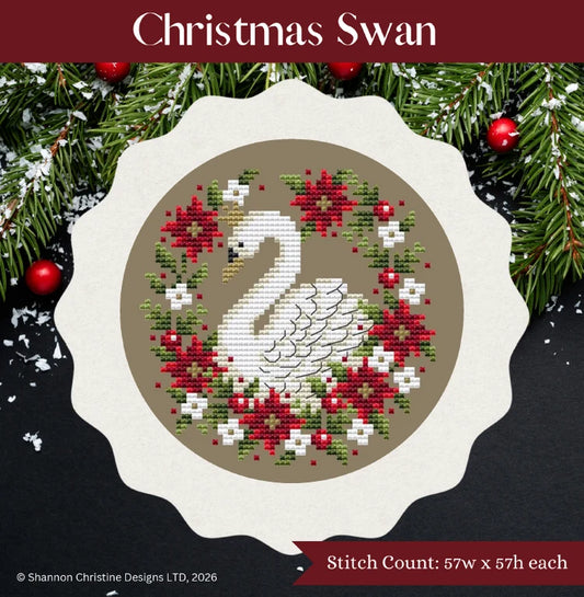 PREORDER Christmas Swan - Shannon Christine - Cross Stitch Pattern, Needlecraft Patterns, The Crafty Grimalkin - A Cross Stitch Store