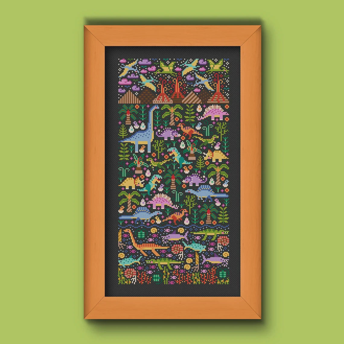 Dino Garden - Una Buena Pieza - Cross Stitch Pattern