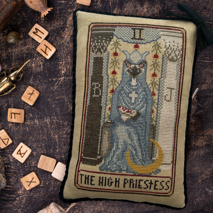 PRE-ORDER Cat Tarot II - The High Priestess - Dirty Annie's - Cross Stitch Pattern, Needlecraft Patterns, Needlecraft Patterns, The Crafty Grimalkin - A Cross Stitch Store