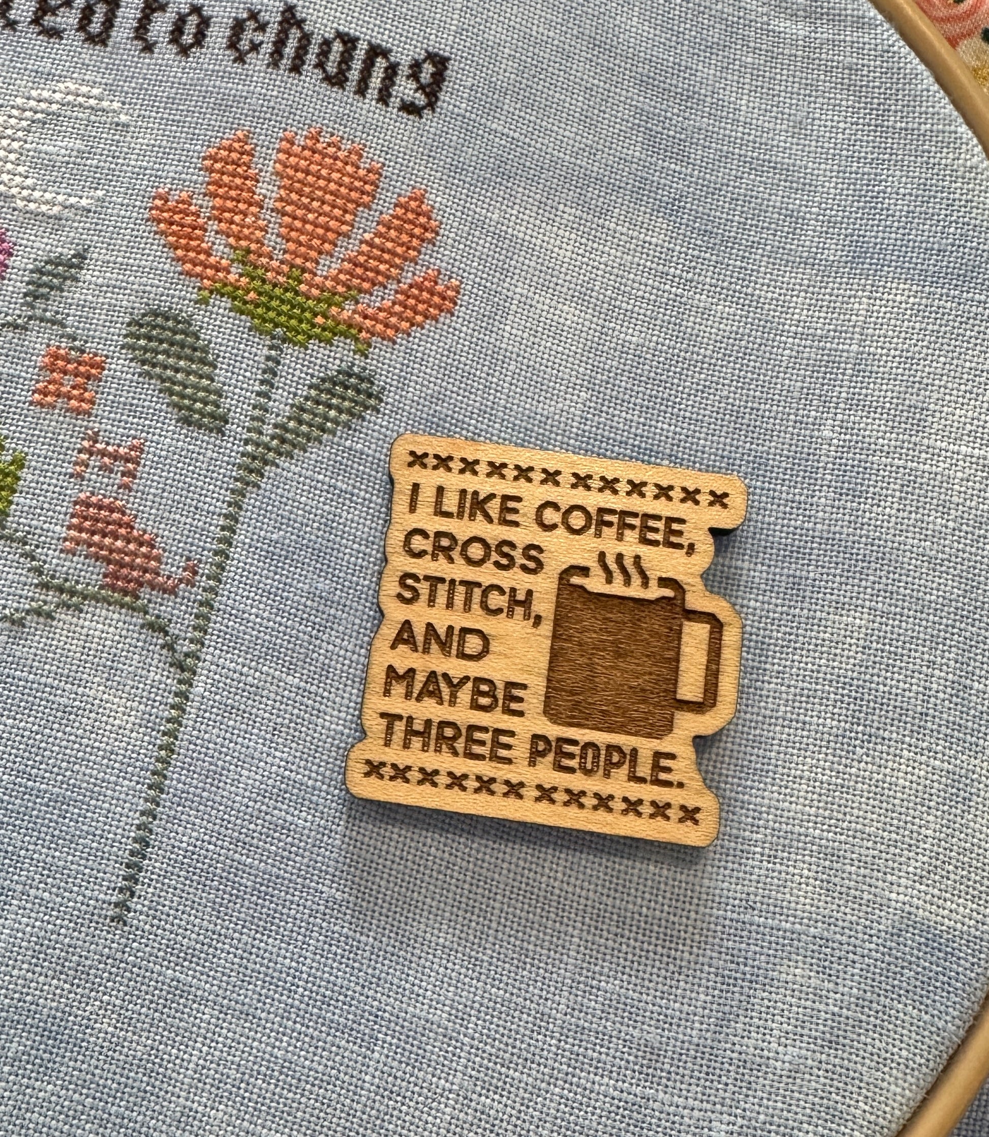 I Like Coffee Wooden Magnetic Needle Minder, Uncategorized, The Crafty Grimalkin - A Cross Stitch Store