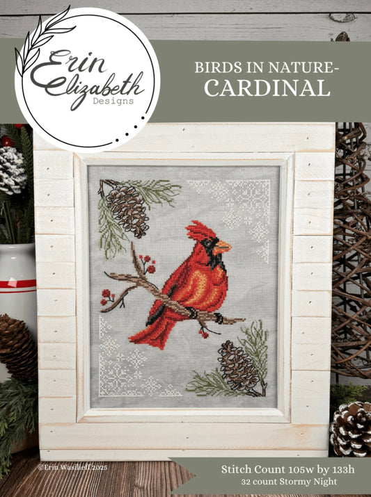 Birds in Nature - Cardinal - Erin Elizabeth Designs - Cross Stitch Pattern