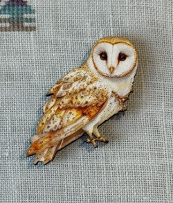 Barn Owl Wooden Magnetic Needle Minder