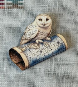 Owl on a Map Wooden Magnetic Needle Minder