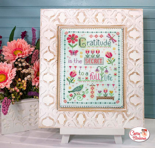 Grateful Heart - Cherry Blossoms - Cross Stitch Pattern