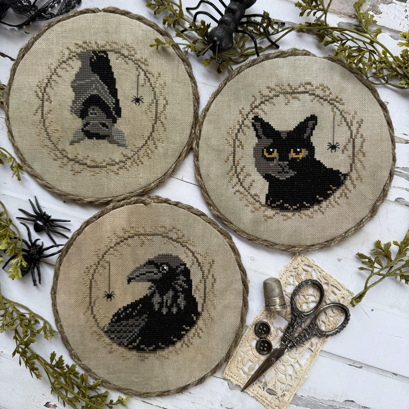 PREORDER Halloween Animals Trio - Puntini Puntini - Cross Stitch Pattern