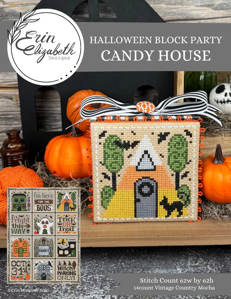 Halloween Block Party - Candy House - Erin Elizabeth - Cross Stitch Pattern