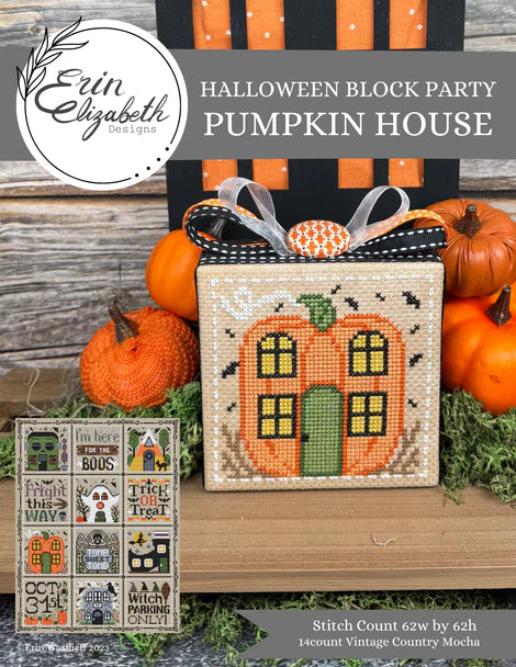 Halloween Block Party - Pumpkin House - Erin Elizabeth - Cross Stitch Pattern