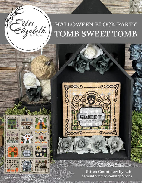 PREORDER Halloween Block Party - Tomb Sweet Tomb - Erin Elizabeth - Cross Stitch Pattern, Needlecraft Patterns, The Crafty Grimalkin - A Cross Stitch Store