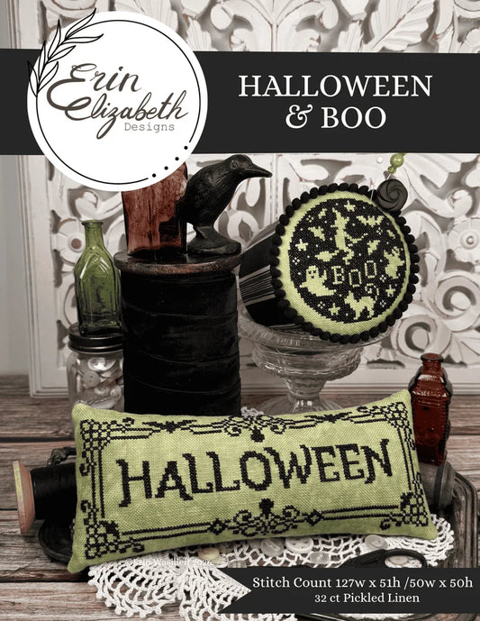 PREORDER Halloween & Boo - Erin Elizabeth - Cross Stitch Pattern, Needlecraft Patterns, The Crafty Grimalkin - A Cross Stitch Store