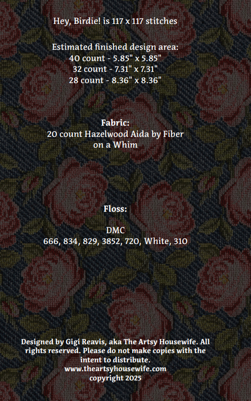 Hey, Birdie! - Artsy Housewife - Cross Stitch Pattern