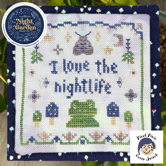 I Love the Nightlife - Pixel Pixie Cross Stitch - Cross Stitch Pattern, Needlecraft Patterns, The Crafty Grimalkin - A Cross Stitch Store