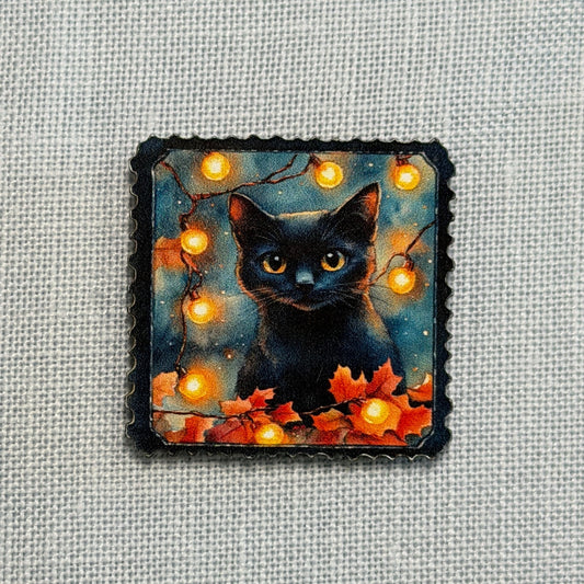 Autumn Cat Stamp Wooden Magnetic Needle Minder