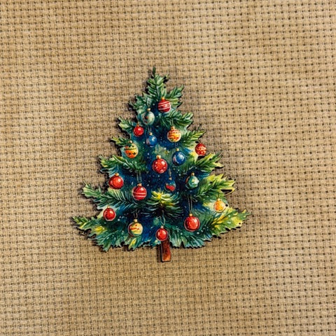 Christmas Tree Wooden Magnetic Needle Minder