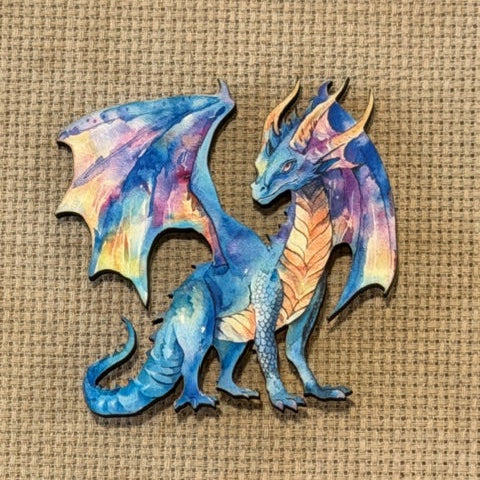 Watercolor Dragon Wooden Magnetic Needle Minder