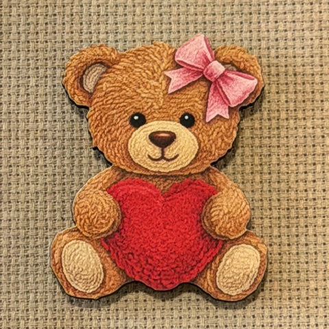 Valentine's Bear Wooden Magnetic Needle Minder