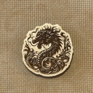 Engraved Dragon Wooden Magnetic Needle Minder