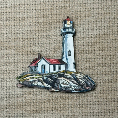 Maine Lighthouse Wooden Magnetic Needle Minder