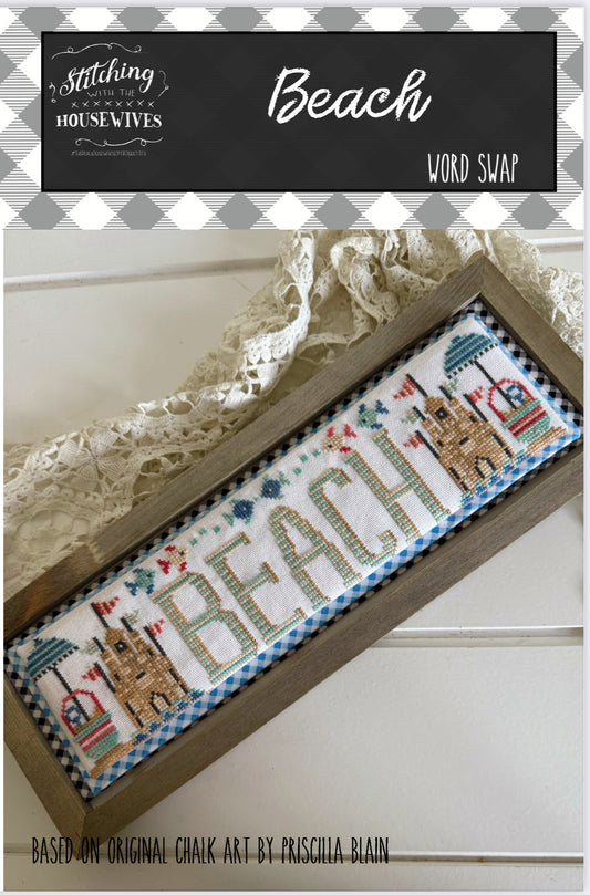 Beach - Word Swap Series - Stitching with the Housewives - Cross Stitch Pattern