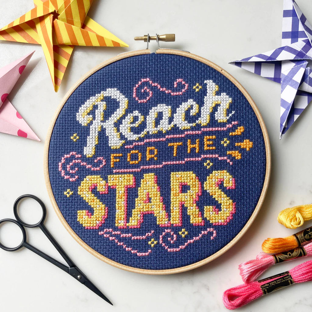 Reach for the Stars -  Cross Stitch Kit - Love Poppet, Needlecraft Patterns, The Crafty Grimalkin - A Cross Stitch Store