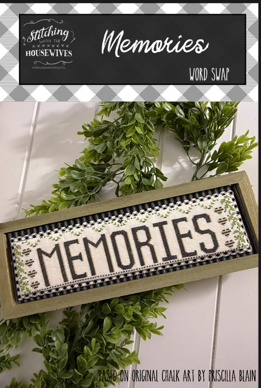 Memories - Word Swap Series - Stitching with the Housewives - Cross Stitch Pattern